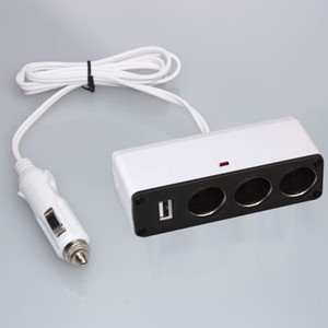 STRØMUTTAK 3+1 USB M/LEDN.